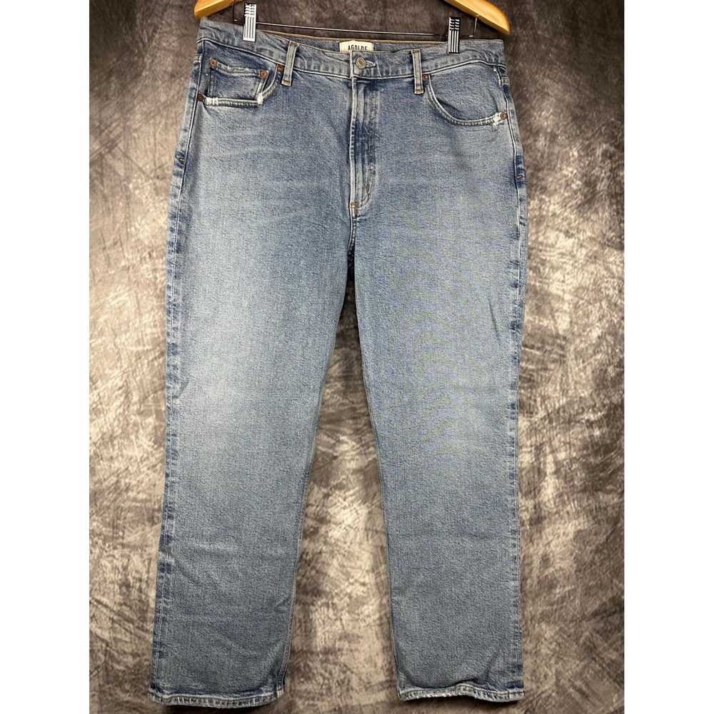 AGOLDE Wilder Straight Leg Jeans Women Size 32 Light Wash High Rise A156C-1255
